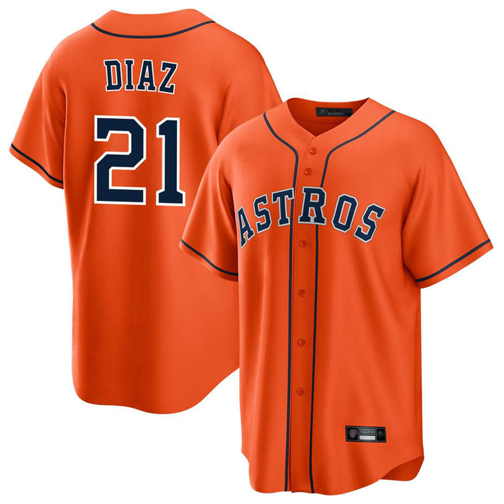 Pouc H.Astros #21 Yainer Diaz Player Orange Home Game Stitched Jerseys