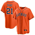 Pouc H.Astros #21 Yainer Diaz Player Orange Home Game Stitched Jerseys