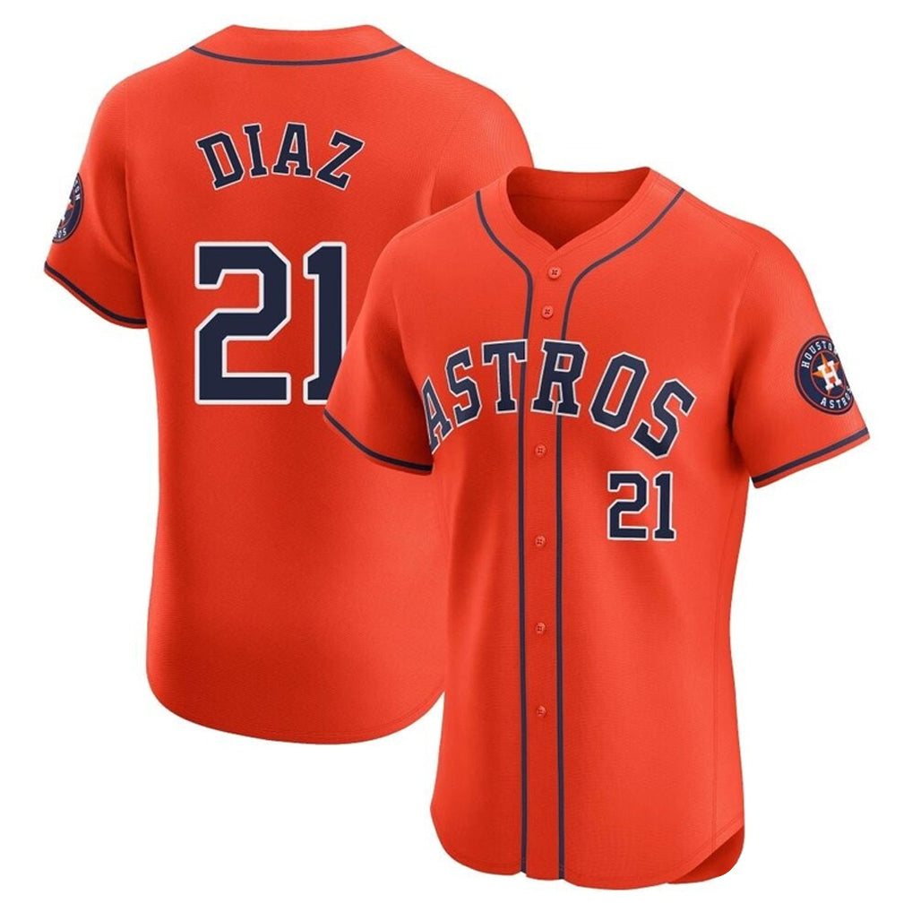 Pouc H.Astros #21 Yainer Diaz Player Orange Home Limited Elite Stitched Jerseys