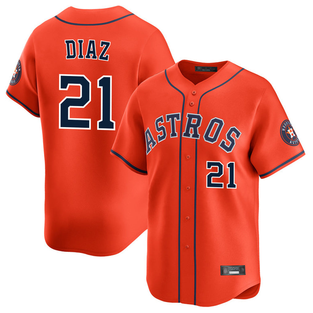 Pouc H.Astros #21 Yainer Diaz Player Orange Home Limited Stitched Jerseys