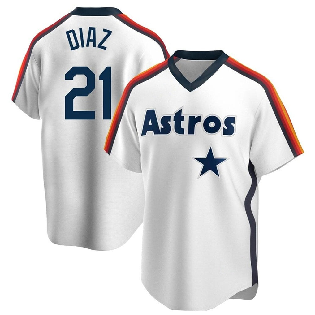 Pouc H.Astros #21 Yainer Diaz Player White Cooperstown Collection T-shirt Stitched Jerseys