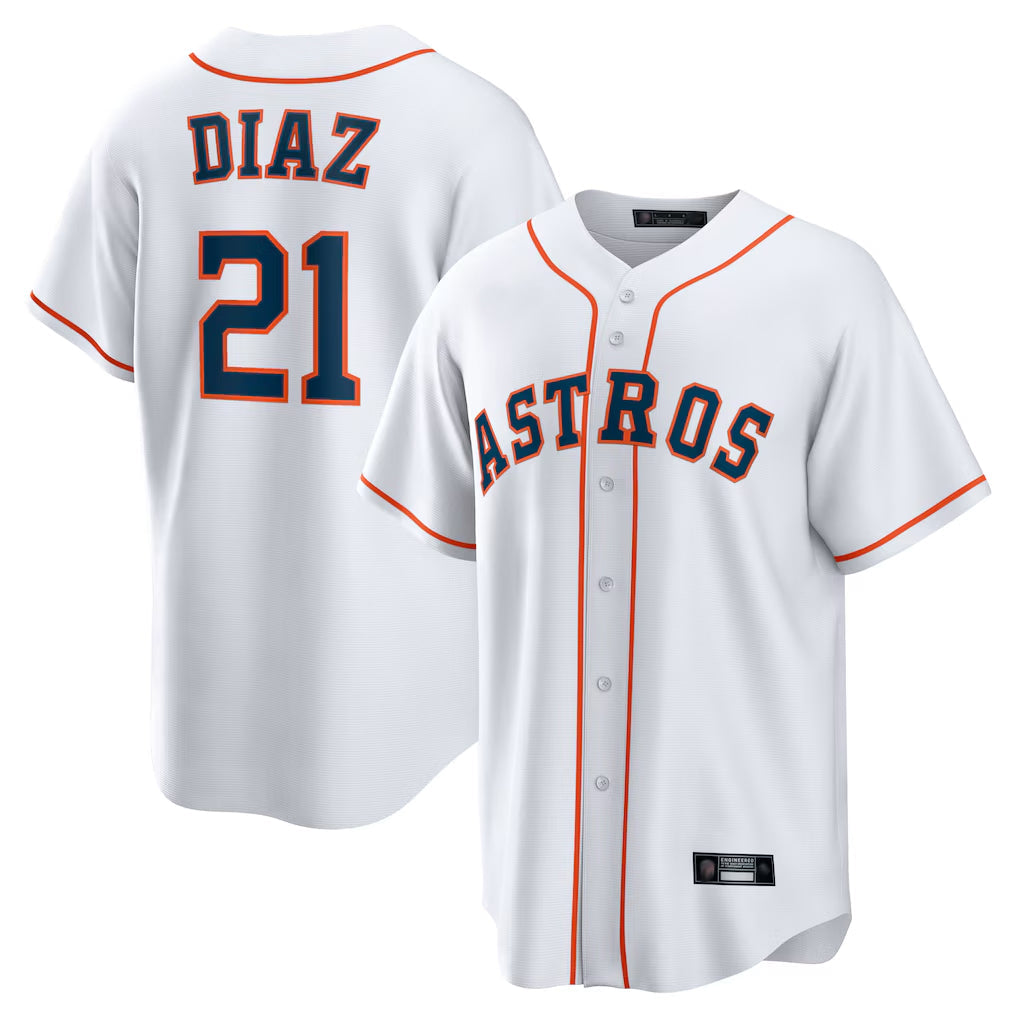 Pouc H.Astros #21 Yainer Diaz Player White Home Game Stitched Jerseys
