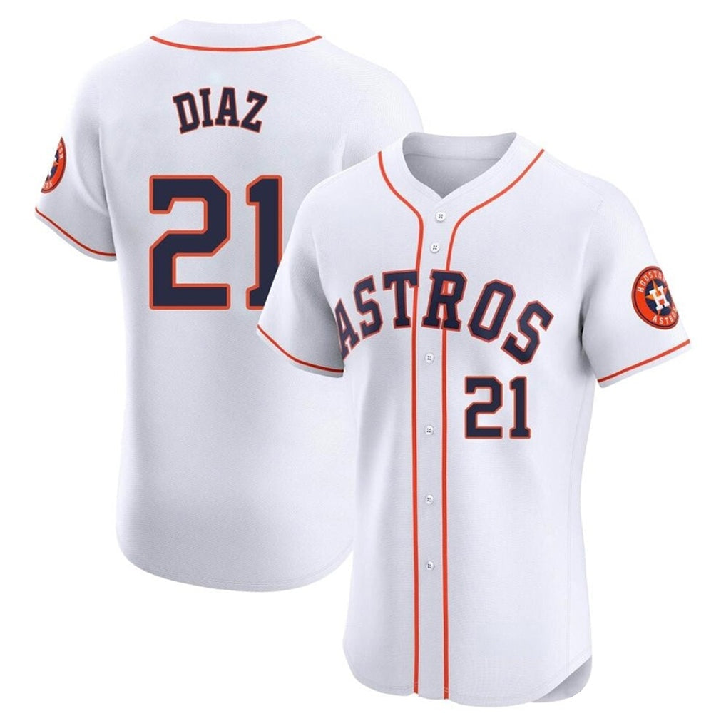 Pouc H.Astros #21 Yainer Diaz Player White Limited Elite Home Stitched Jerseys