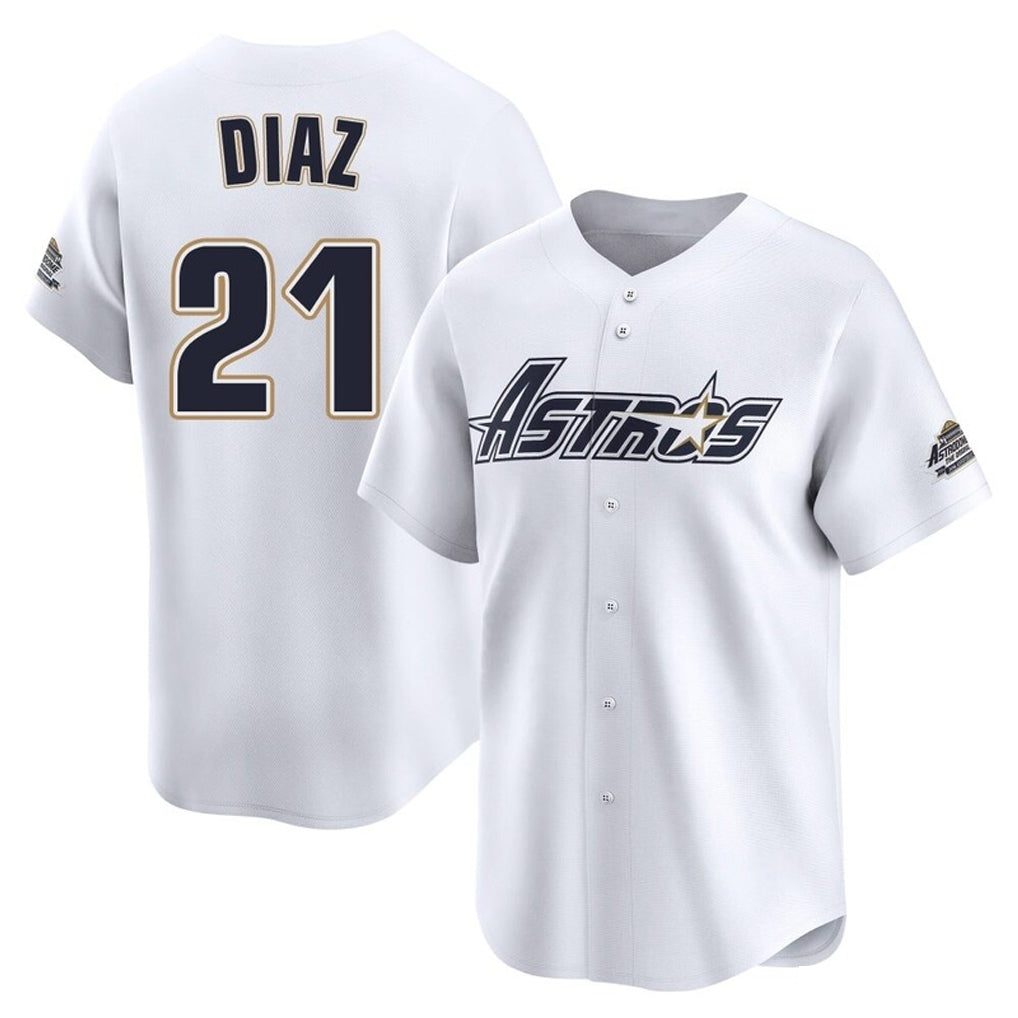 Pouc H.Astros #21 Yainer Diaz Player White Throwback Cooperstown Collection Limited Stitched Jerseys