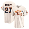 Pouc H.Astros #27 Jose Altuve Player Cream Throwback Cooperstown Collection Limited Stitched Jerseys