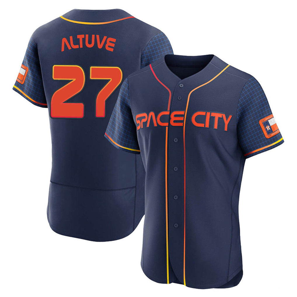 Pouc H.Astros #27 Jose Altuve Player Navy City Connect Limited Elite Home Stitched Jerseys