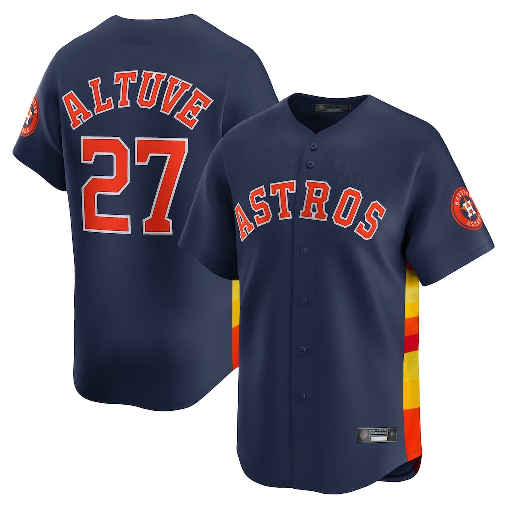 Pouc H.Astros #27 Jose Altuve Player Navy Home Limited Stitched Jerseys