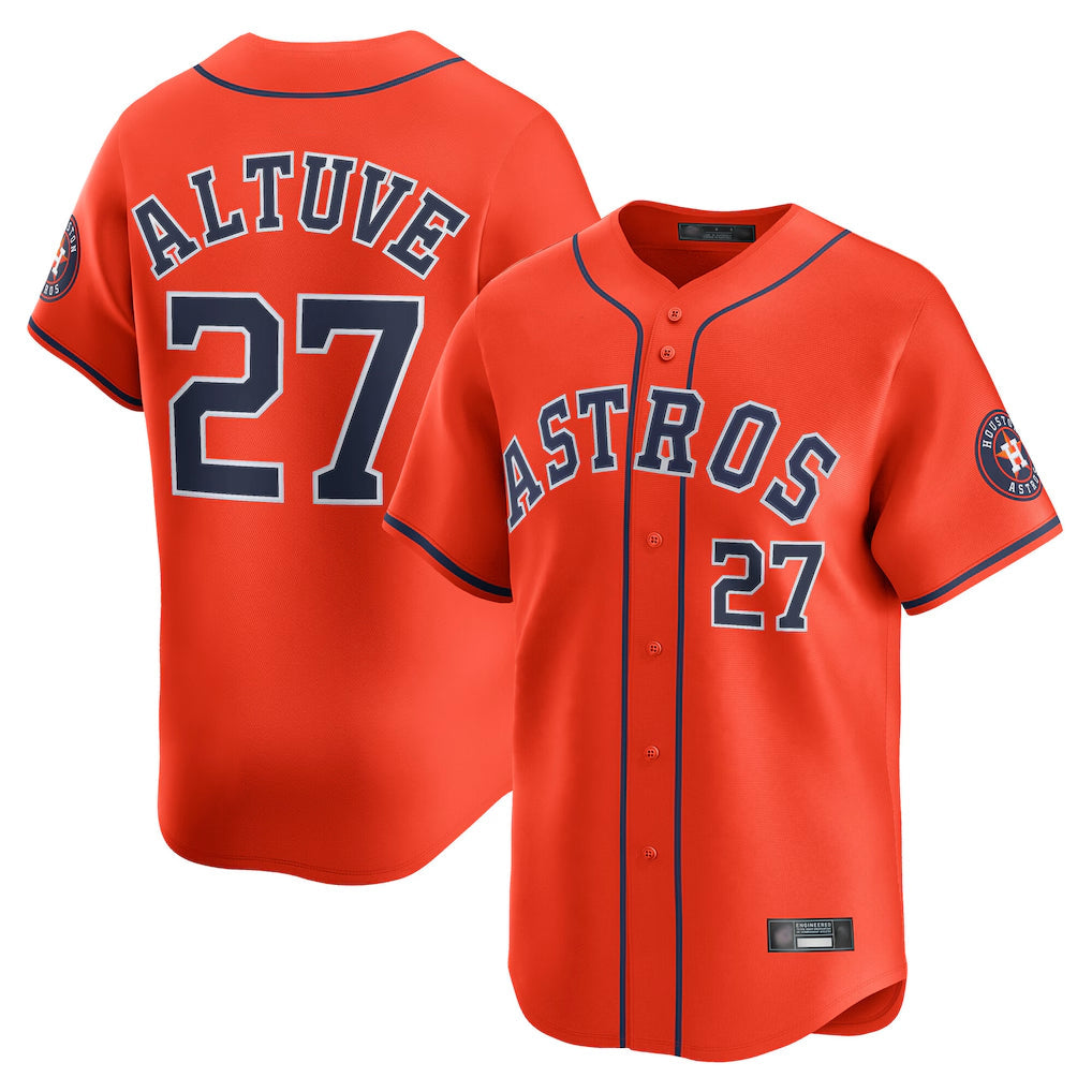 Pouc H.Astros #27 Jose Altuve Player Orange Home Limited Stitched Jerseys