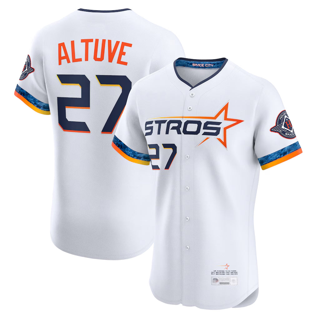 Pouc H.Astros #27 Jose Altuve Player White City Connect Limited Elite Home Stitched Jerseys
