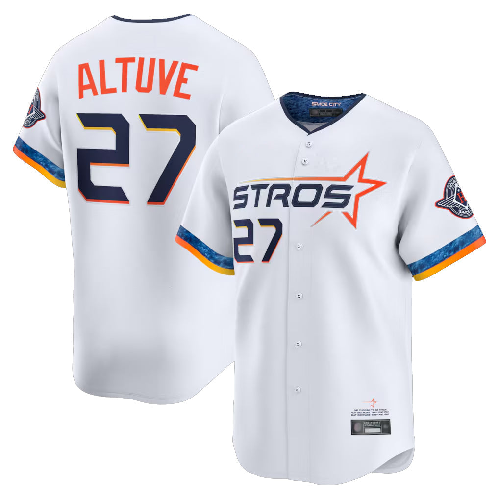 Pouc H.Astros #27 Jose Altuve Player White City Connect Limited Home Stitched Jerseys