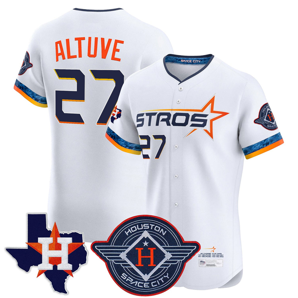 Pouc H.Astros #27 Jose Altuve Player White City Connect Texas Patch Vapor Premier Limited Elite Home Stitched Jerseys