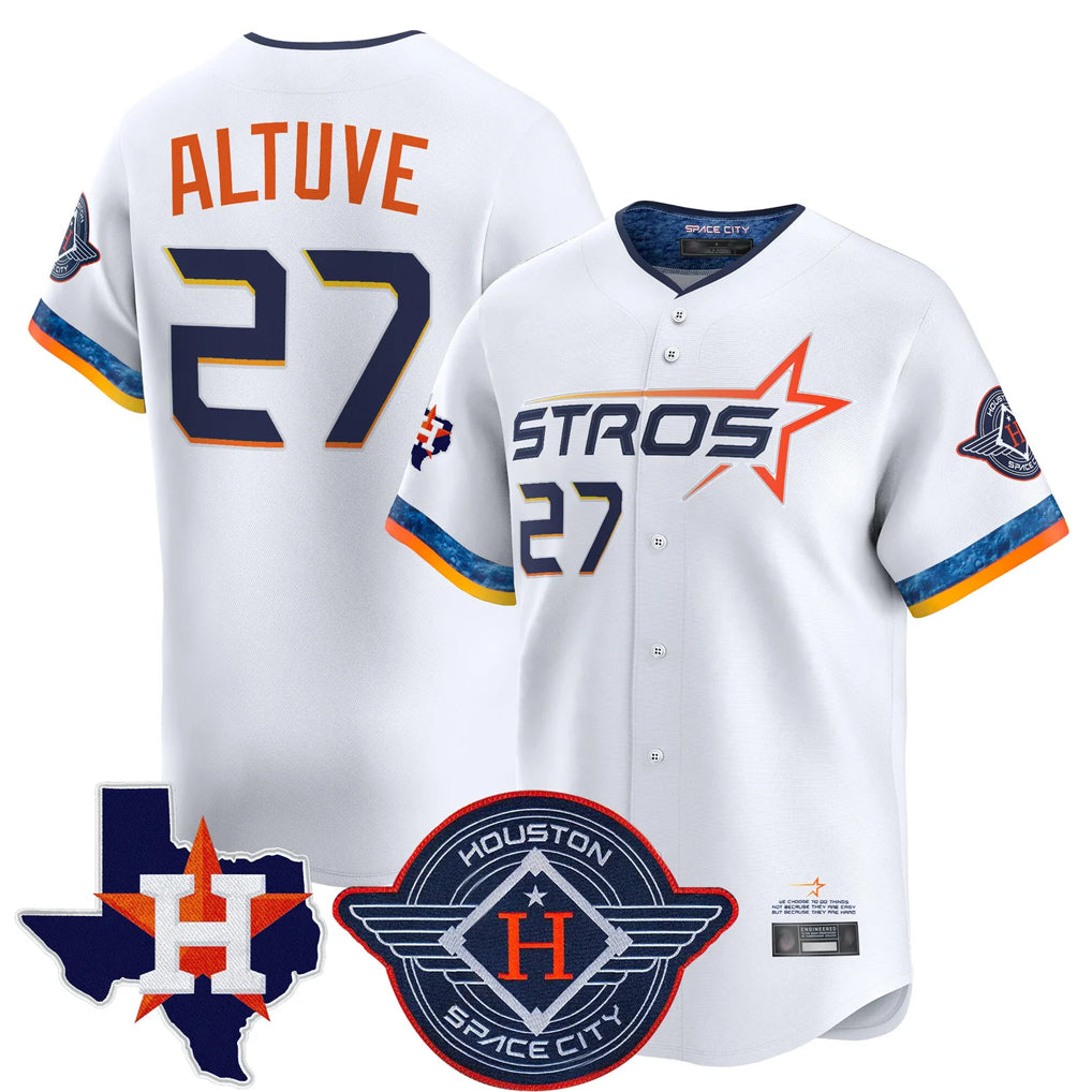 Pouc H.Astros #27 Jose Altuve Player White City Connect Texas Patch Vapor Premier Limited Home Stitched Jerseys