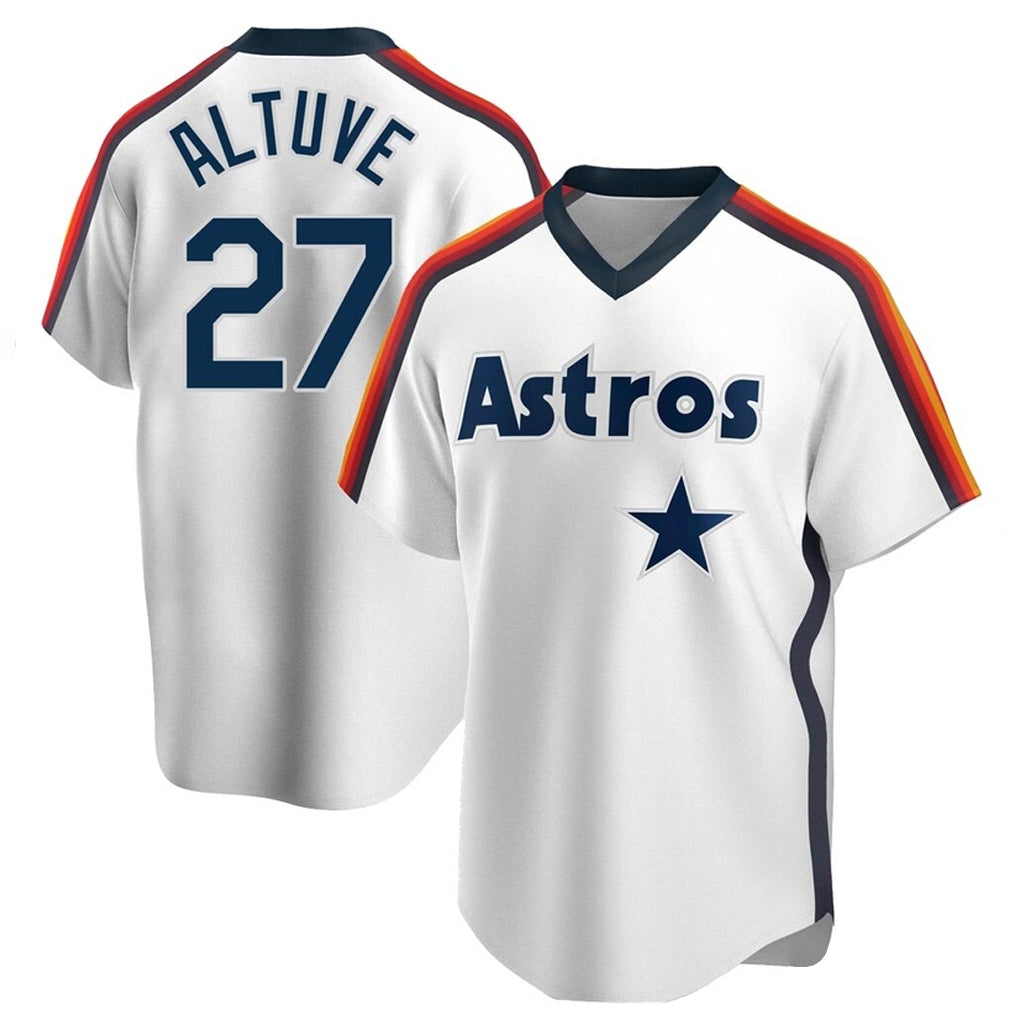 Pouc H.Astros #27 Jose Altuve Player White Cooperstown Collection T-shirt Stitched Jerseys