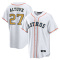 Pouc H.Astros #27 Jose Altuve Player White Gold Collection Game Home Stitched Jerseys