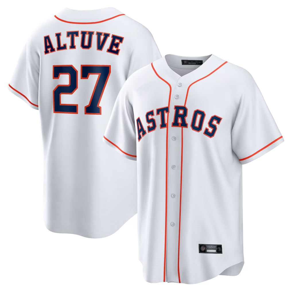 Pouc H.Astros #27 Jose Altuve Player White Home Game Stitched Jerseys