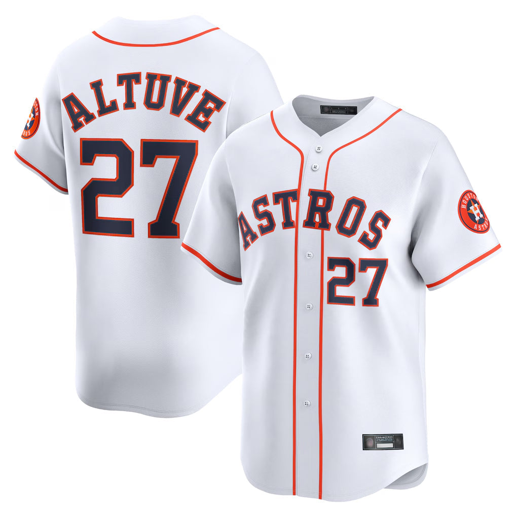 Pouc H.Astros #27 Jose Altuve Player White Home Limited Stitched Jerseys