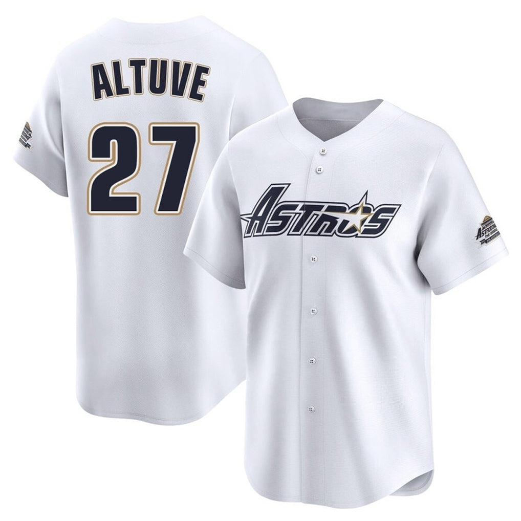 Pouc H.Astros #27 Jose Altuve Player White Throwback Cooperstown Collection Limited Stitched Jerseys