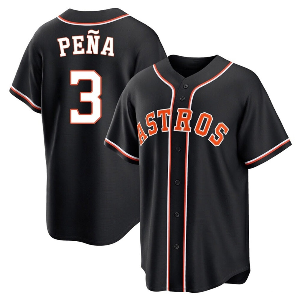 Pouc H.Astros #3 Jeremy Pe?a Player Black Fashion Out Home Game Stitched Jerseys