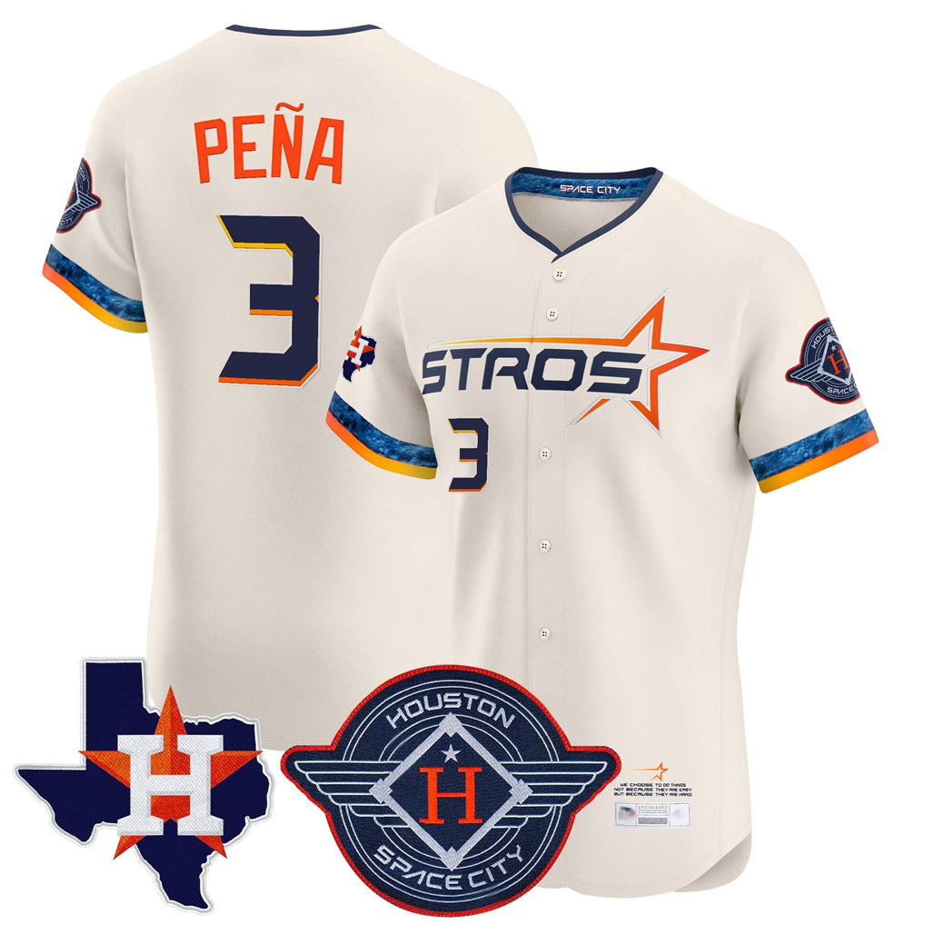 Pouc H.Astros #3 Jeremy Pe?a Player Cream City Connect Texas Patch Vapor Premier Limited Elite Home Stitched Jerseys