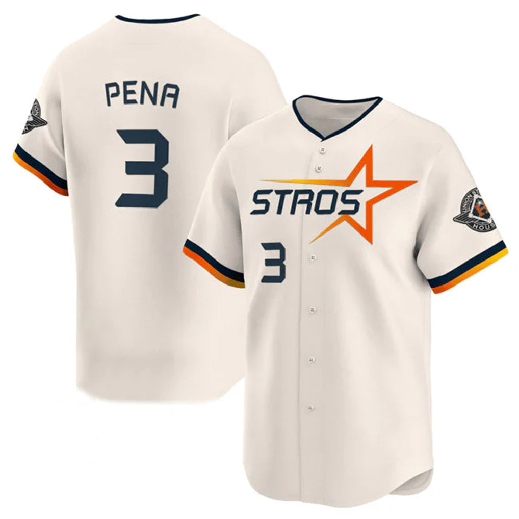Pouc H.Astros #3 Jeremy Pe?a Player Cream Limited Home Stitched Jerseys