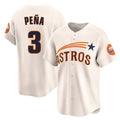 Pouc H.Astros #3 Jeremy Pe?a Player Cream Throwback Cooperstown Collection Limited Stitched Jerseys