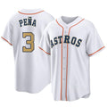 Pouc H.Astros #3 Jeremy Pe?a Player Gold Collection Game Home Stitched Jerseys
