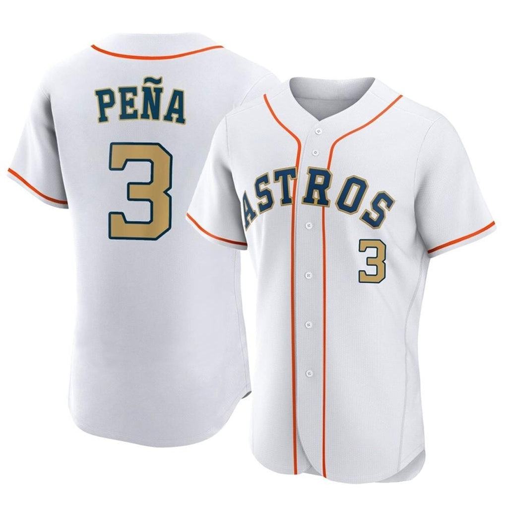 Pouc H.Astros #3 Jeremy Pe?a Player Gold Collection Limited Elite Home Stitched Jerseys