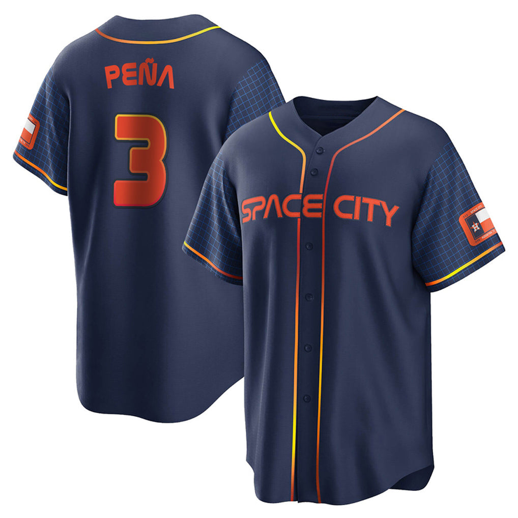 Pouc H.Astros #3 Jeremy Pe?a Player Navy City Connect Home Game Stitched Jerseys