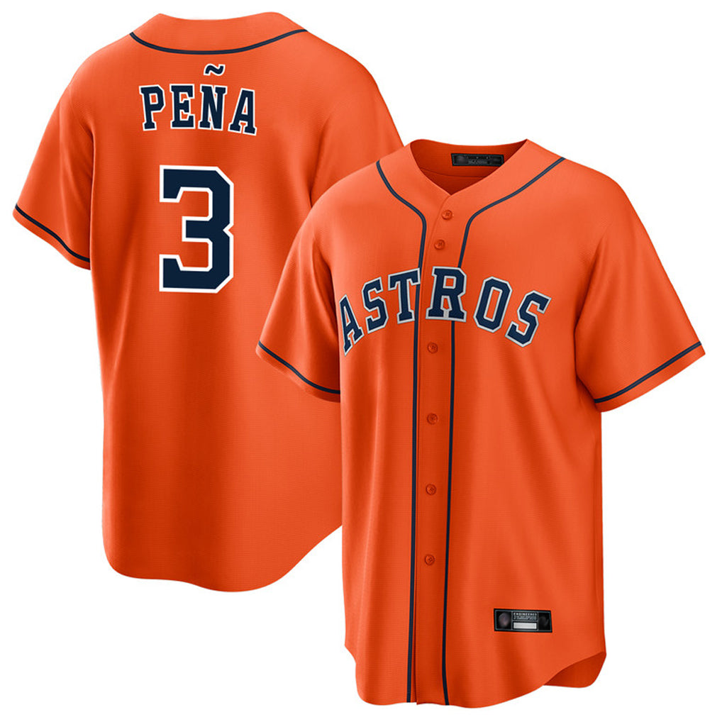 Pouc H.Astros #3 Jeremy Pe?a Player Orange Home Game Stitched Jerseys