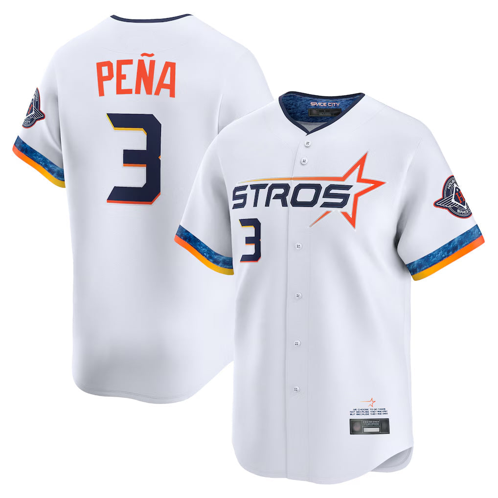 Pouc H.Astros #3 Jeremy Pe?a Player White City Connect Limited Home Stitched Jerseys