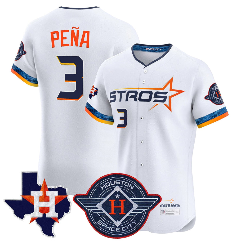 Pouc H.Astros #3 Jeremy Pe?a Player White City Connect Texas Patch Vapor Premier Limited Elite Home Stitched Jerseys