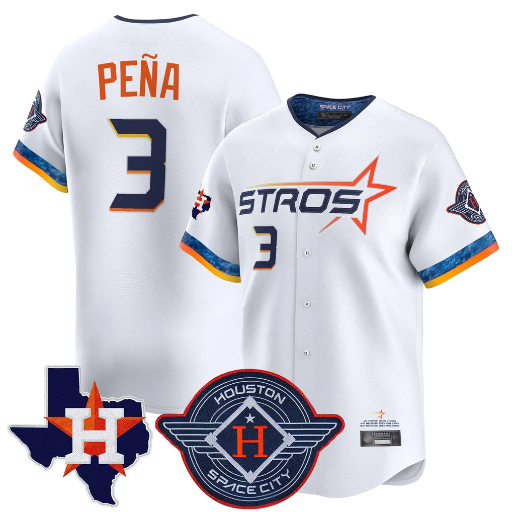Pouc H.Astros #3 Jeremy Pe?a Player White City Connect Texas Patch Vapor Premier Limited Home Stitched Jerseys