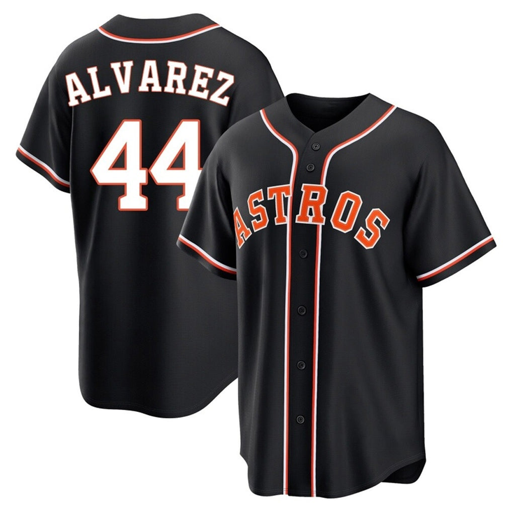 Pouc H.Astros #44 Yordan Alvarez Player Black Fashion Out Home Game Stitched Jerseys
