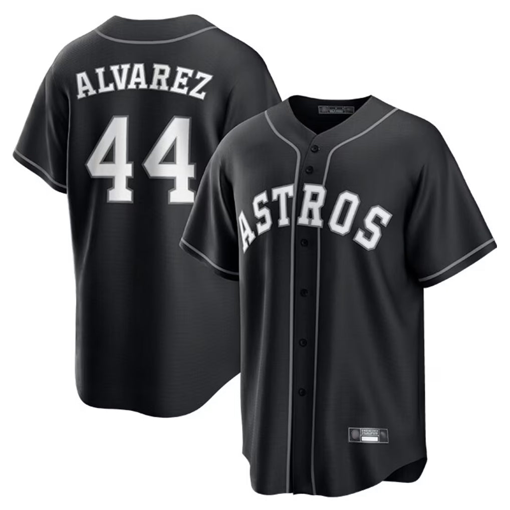 Pouc H.Astros #44 Yordan Alvarez Player Black Home Game Stitched Jerseys