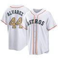 Pouc H.Astros #44 Yordan Alvarez Player Gold Collection Game Home Stitched Jerseys