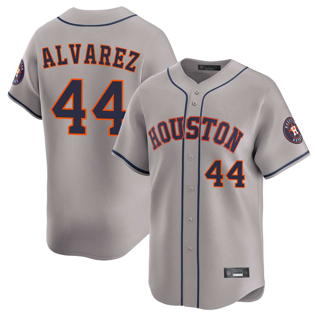 Pouc H.Astros #44 Yordan Alvarez Player Gray Home Limited Stitched Jerseys