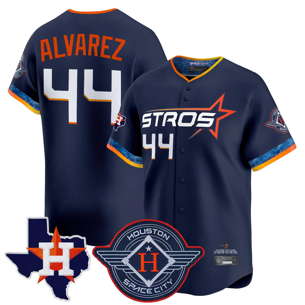 Pouc H.Astros #44 Yordan Alvarez Player Navy City Connect Texas Patch Vapor Premier Limited Home Stitched Jerseys