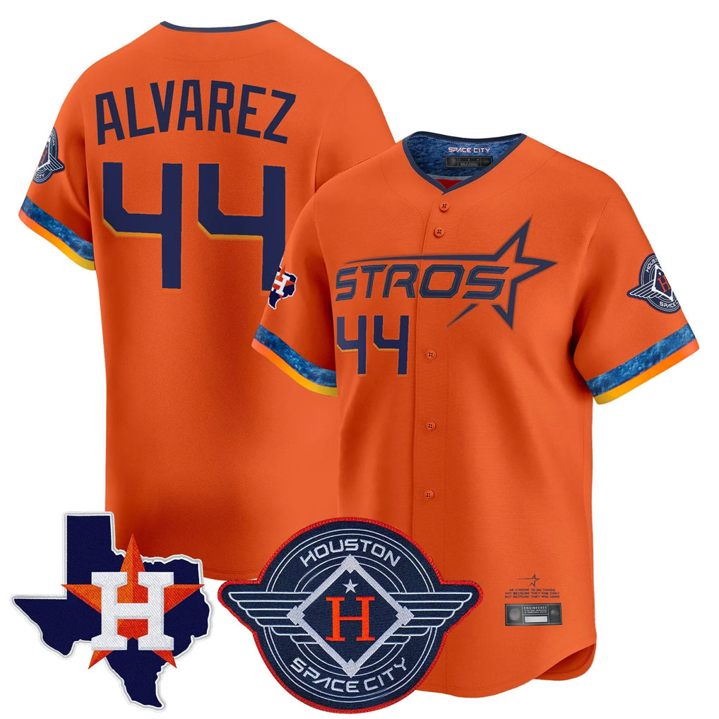 Pouc H.Astros #44 Yordan Alvarez Player Orange City Connect Texas Patch Vapor Premier Limited Home Stitched Jerseys