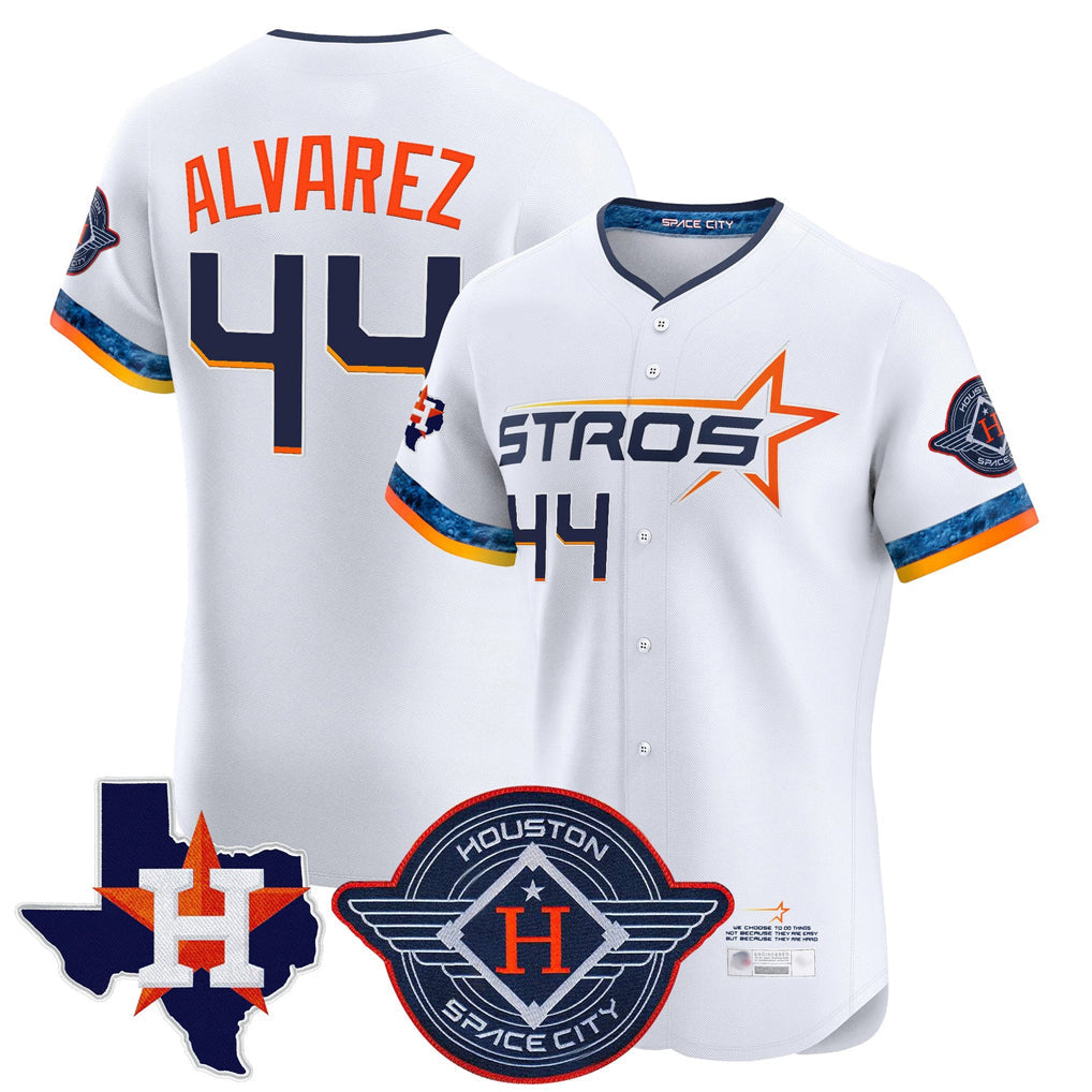 Pouc H.Astros #44 Yordan Alvarez Player White City Connect Texas Patch Vapor Premier Limited Elite Home Stitched Jerseys