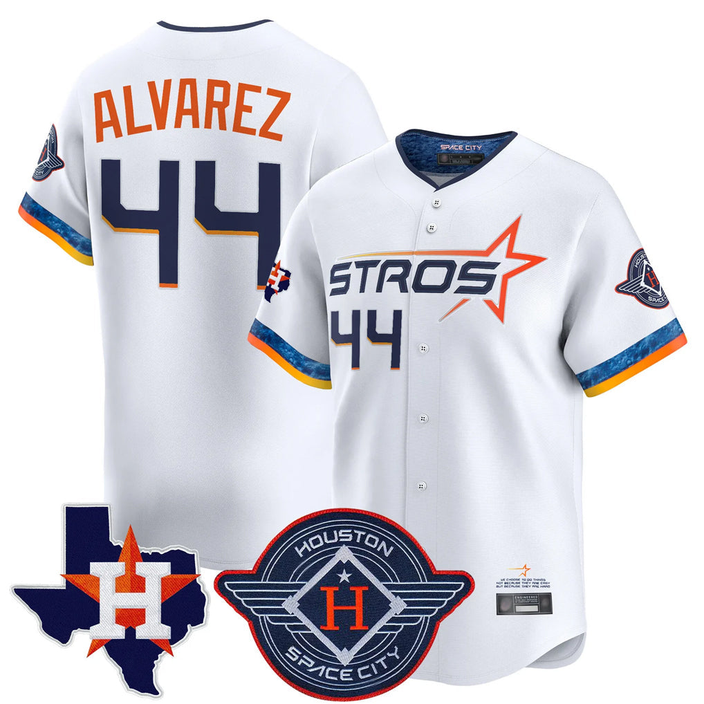 Pouc H.Astros #44 Yordan Alvarez Player White City Connect Texas Patch Vapor Premier Limited Home Stitched Jerseys