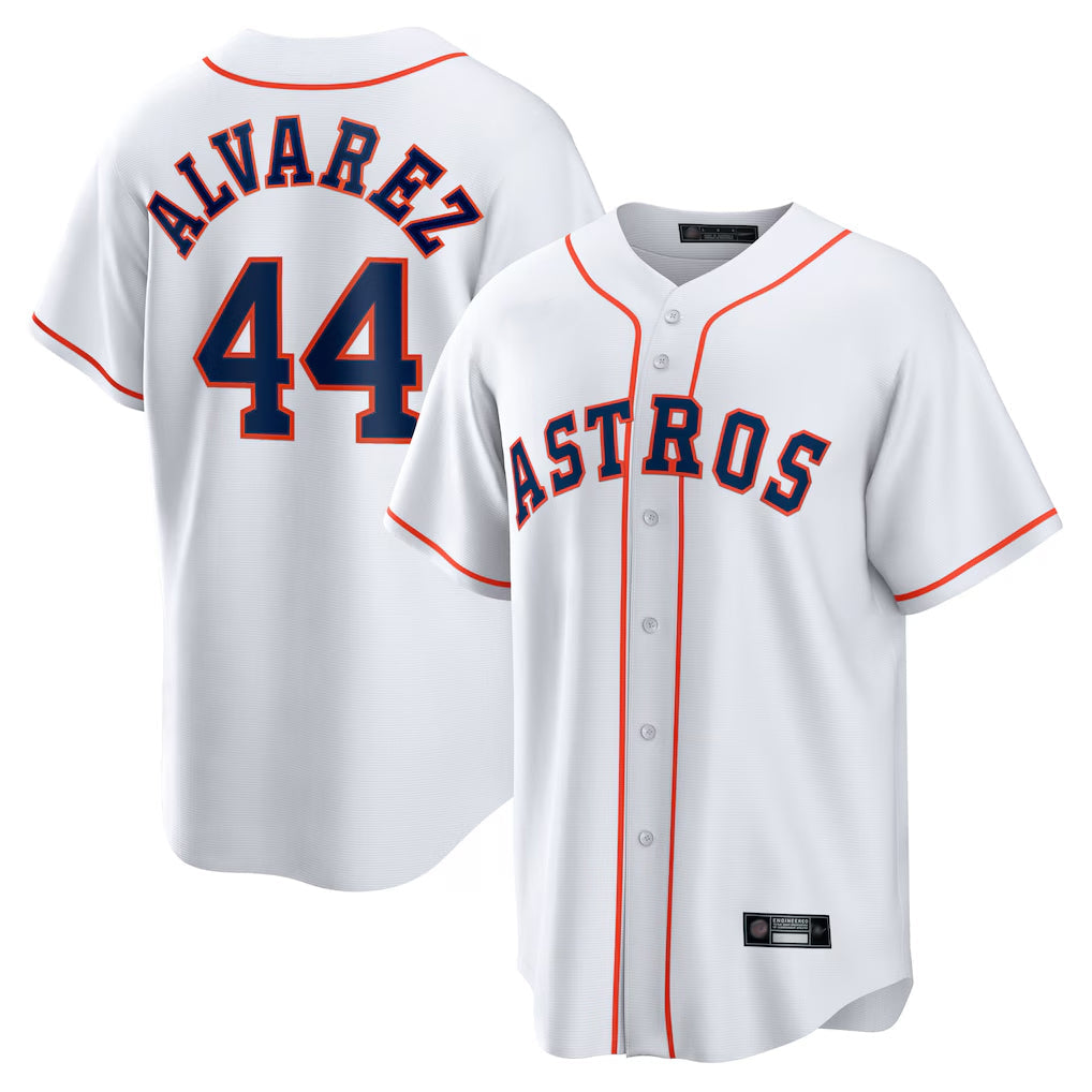 Pouc H.Astros #44 Yordan Alvarez Player White Home Game Stitched Jerseys