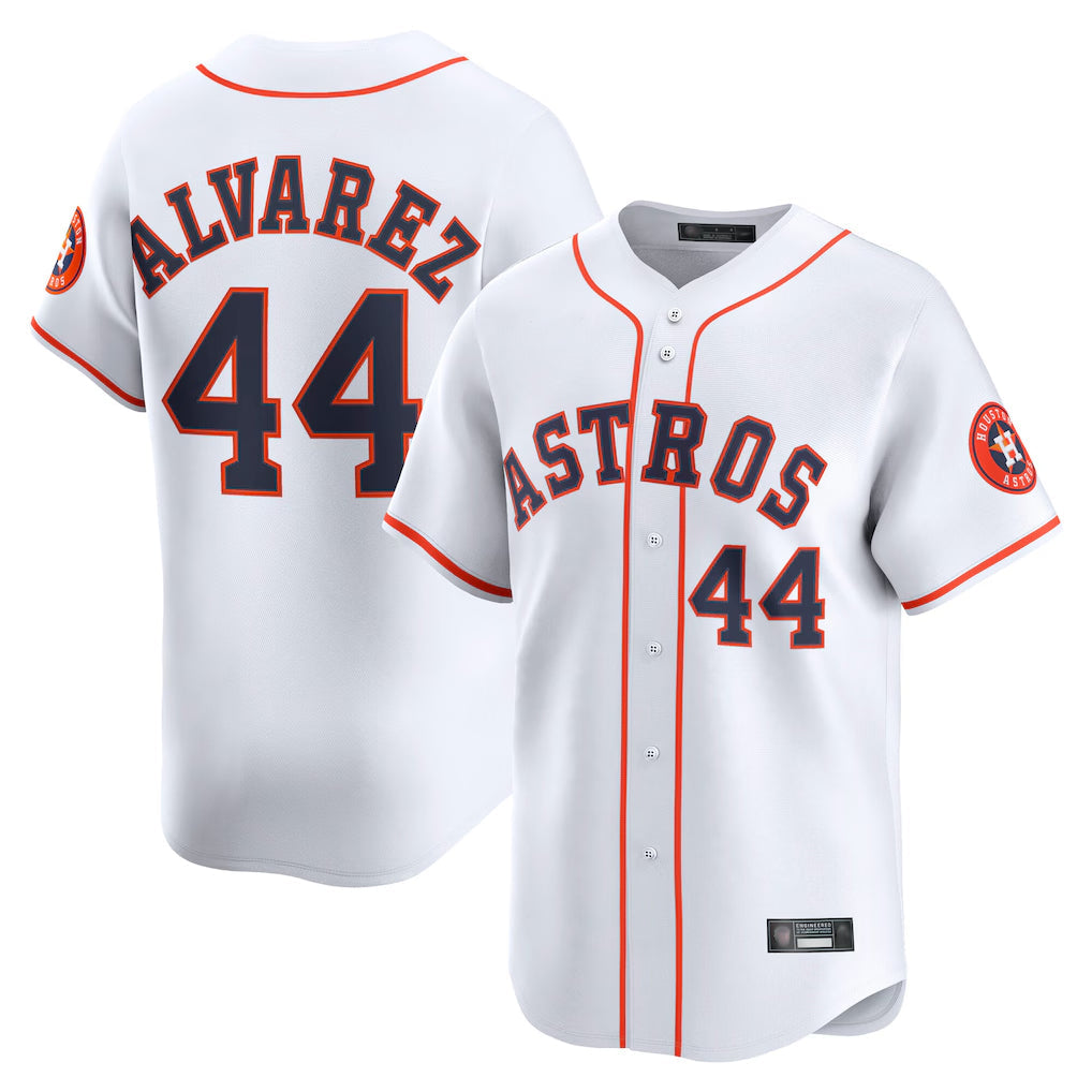 Pouc H.Astros #44 Yordan Alvarez Player White Home Limited Stitched Jerseys