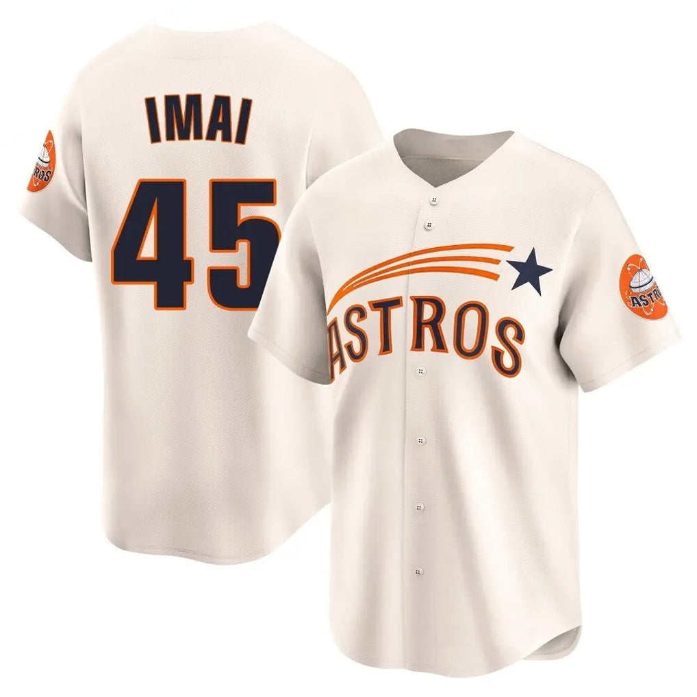Pouc H.Astros #45 Tatsuya Imai Player Cream Throwback Cooperstown Collection Limited Stitched Jerseys