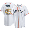 Pouc H.Astros #45 Tatsuya Imai Player Gold Collection Game Home Stitched Jerseys