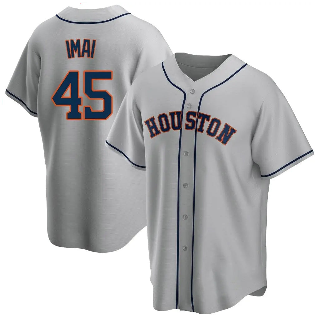 Pouc H.Astros #45 Tatsuya Imai Player Gray Home Game Stitched Jerseys