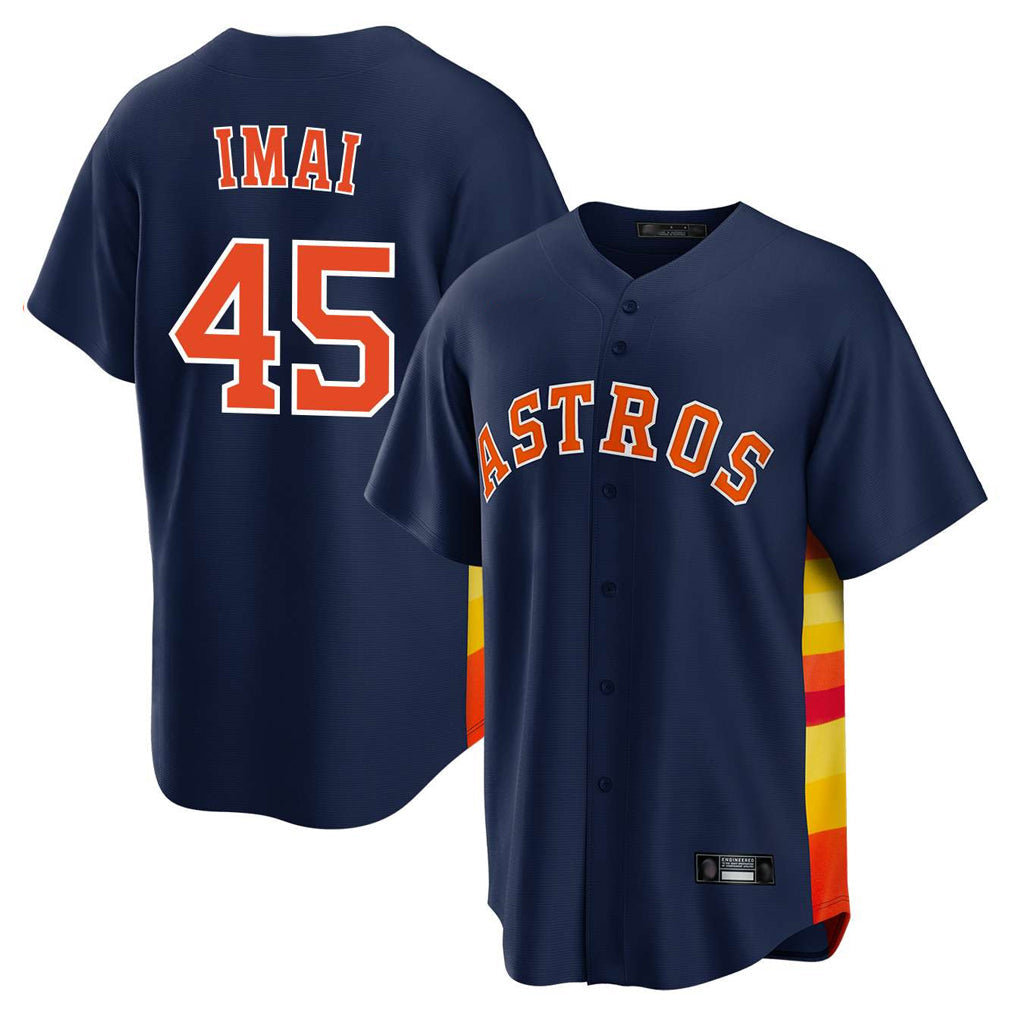 Pouc H.Astros #45 Tatsuya Imai Player Navy Home Game Stitched Jerseys