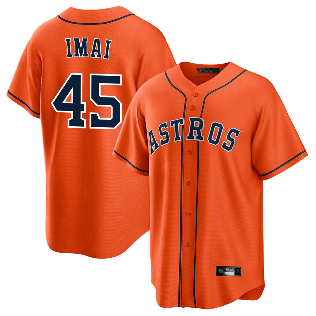 Pouc H.Astros #45 Tatsuya Imai Player Orange Home Game Stitched Jerseys