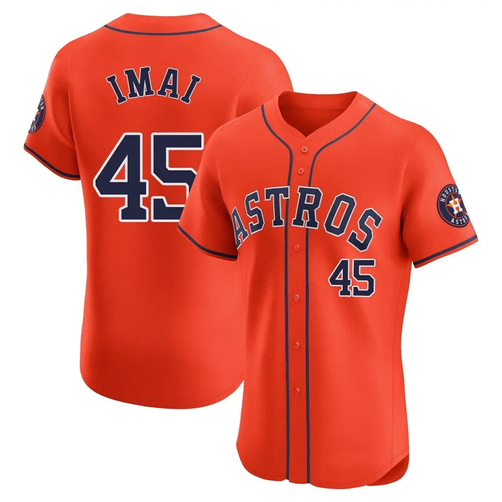 Pouc H.Astros #45 Tatsuya Imai Player Orange Home Limited Elite Stitched Jerseys