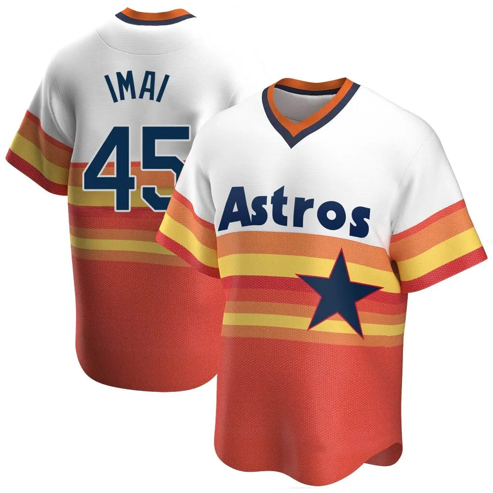 Pouc H.Astros #45 Tatsuya Imai Player Rainbow Cooperstown Collection T-shirt Stitched Jerseys