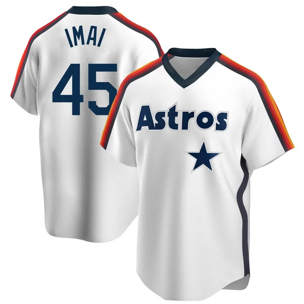 Pouc H.Astros #45 Tatsuya Imai Player White Cooperstown Collection T-shirt Stitched Jerseys